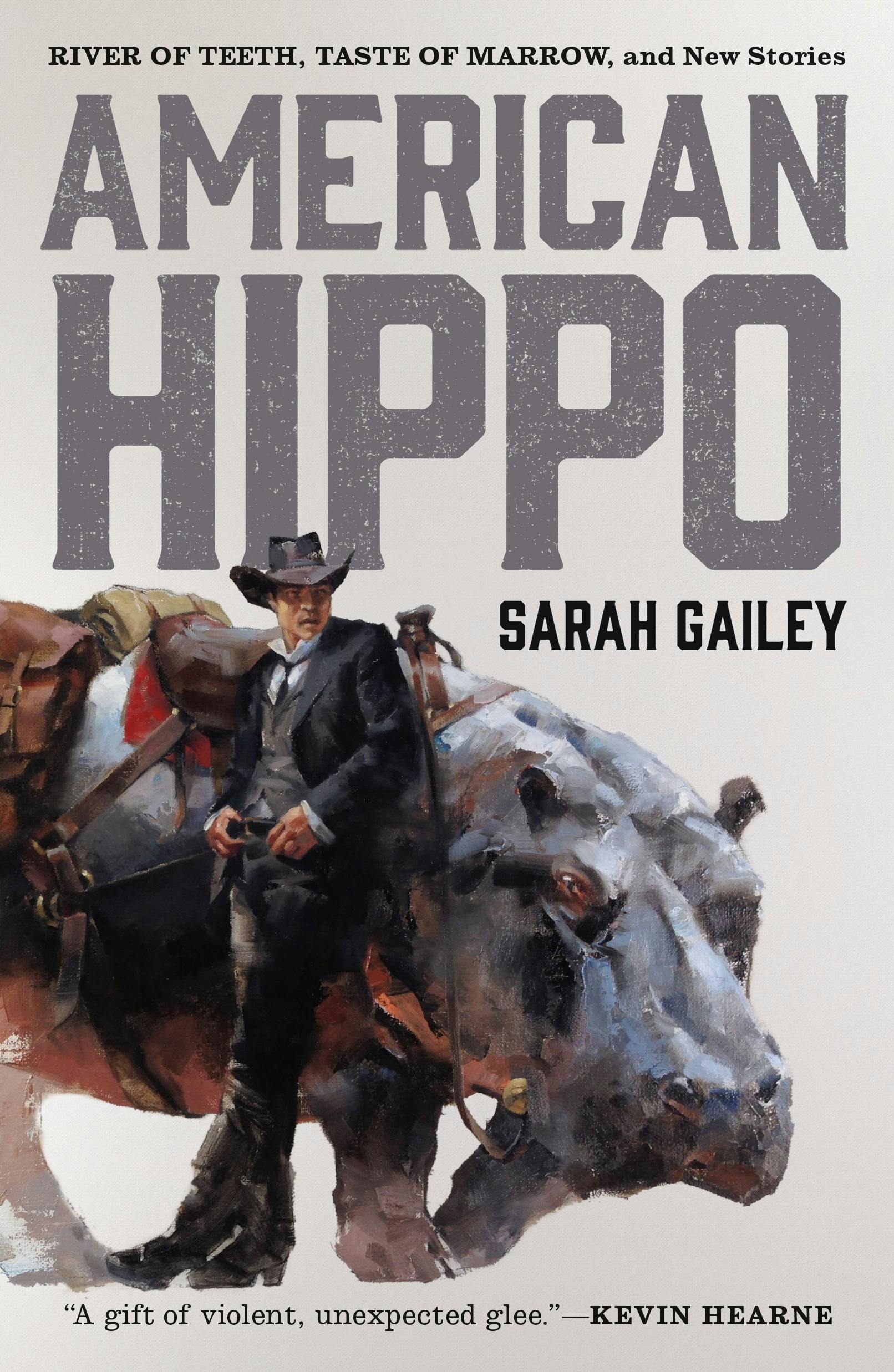 Book cover for American Hippo showing a cowboy leaning against a hippo