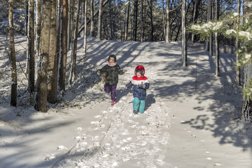 kids playing in snow